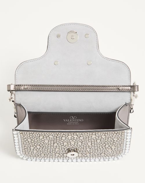 Valentino Garavani - Valentino Garavani Locò Small Shoulder Bag With Rhinestone Appliqué - Crystal - Woman - Shoulder Bags